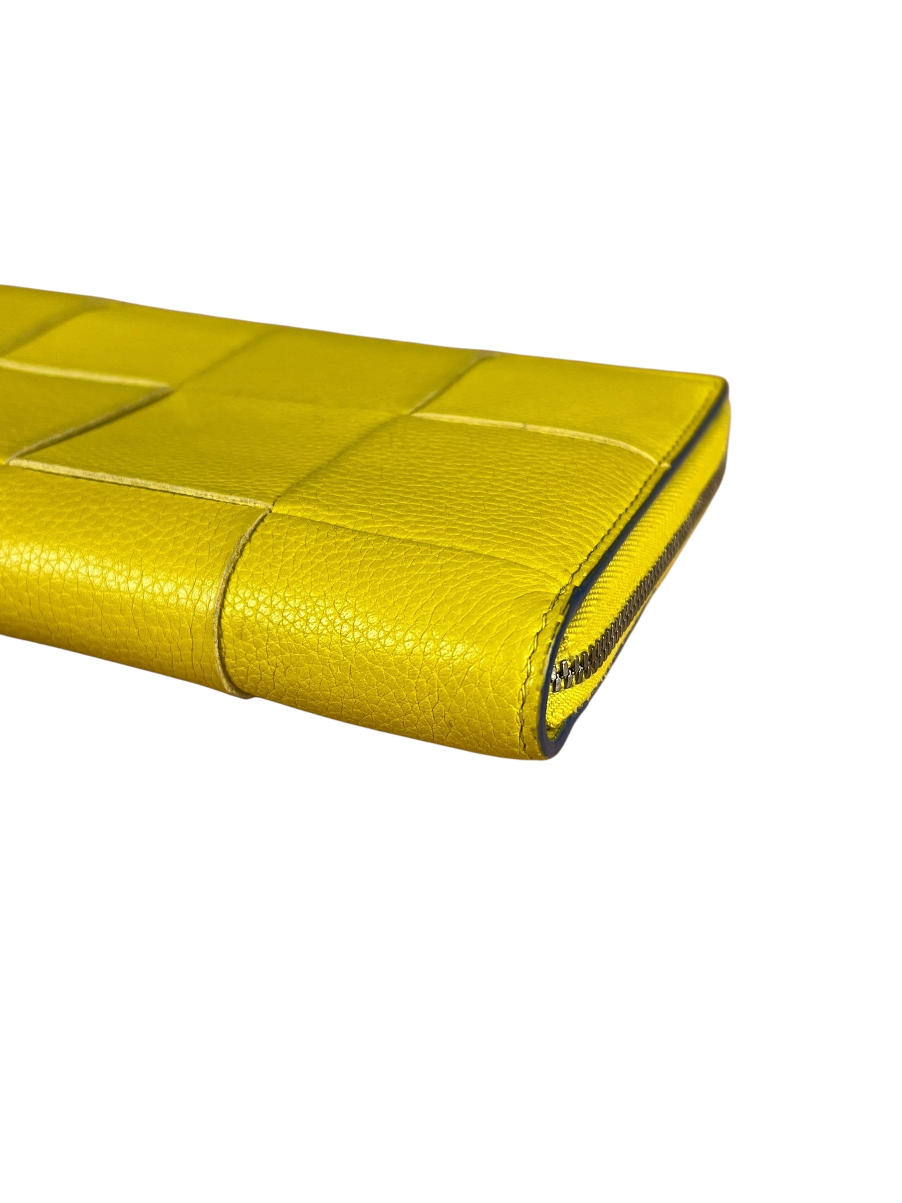 Bottega Veneta Large Intreccio Long Zip Wallet Yellow