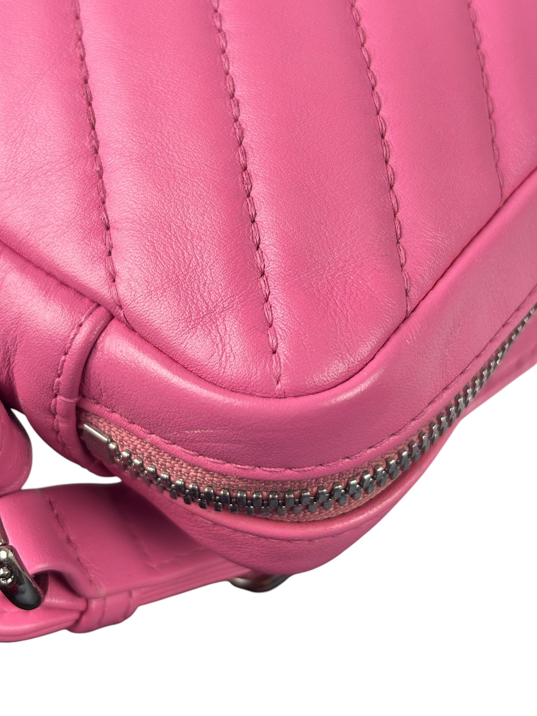 Chanel Pink Chevron Leather Promenade Chain Shoulder Bag 2018