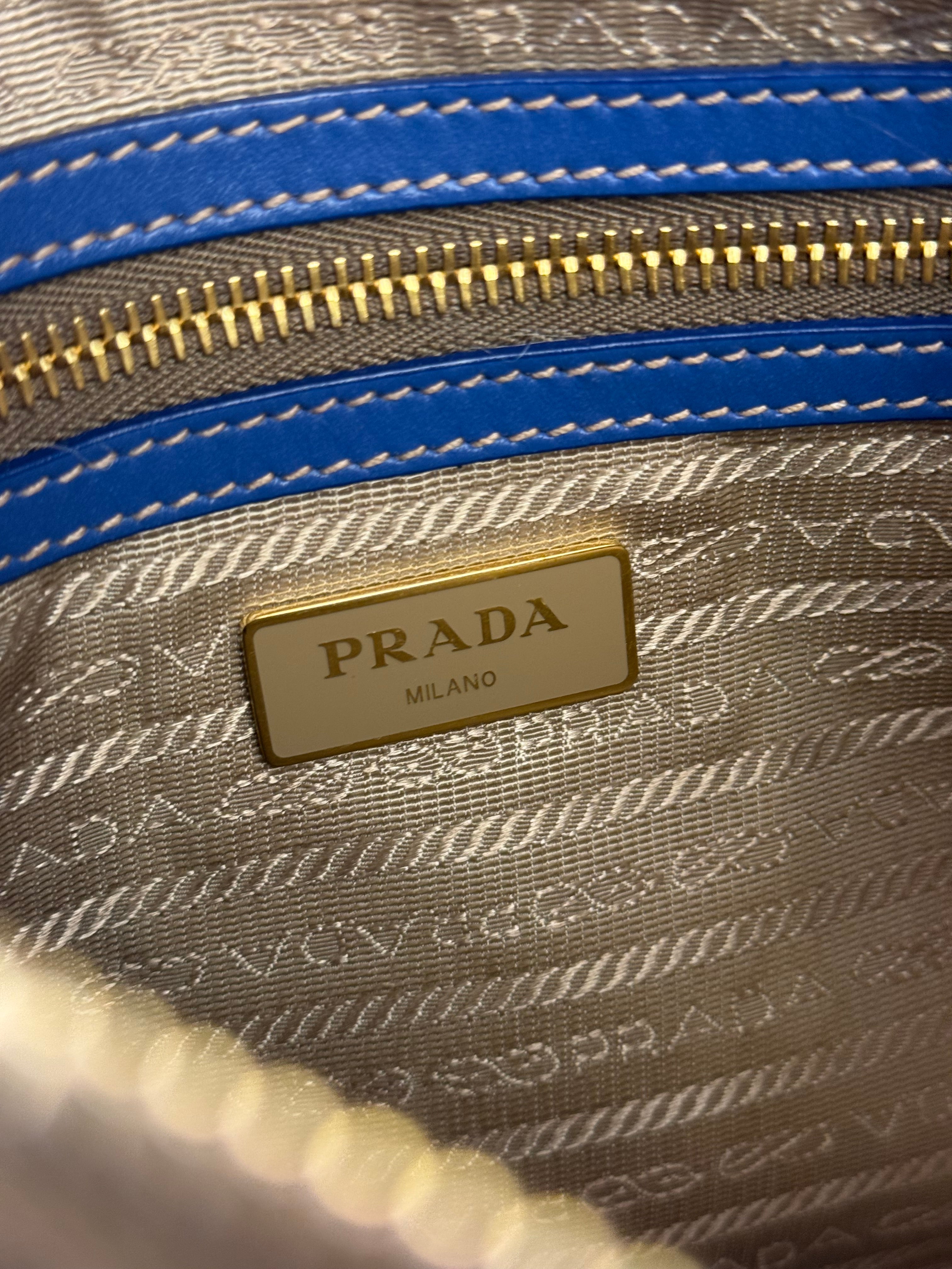 Prada Beige/Blue Jacquard Crossbody Bag