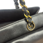 Chanel Vintage Black Calfskin Front Pocket Tote 1997
