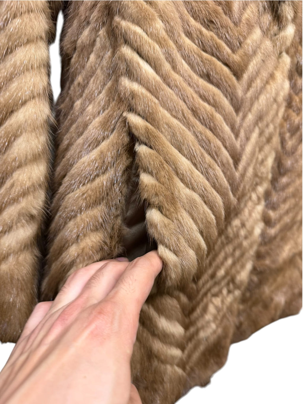 Vintage Brown Chevron Mink Fur Coat