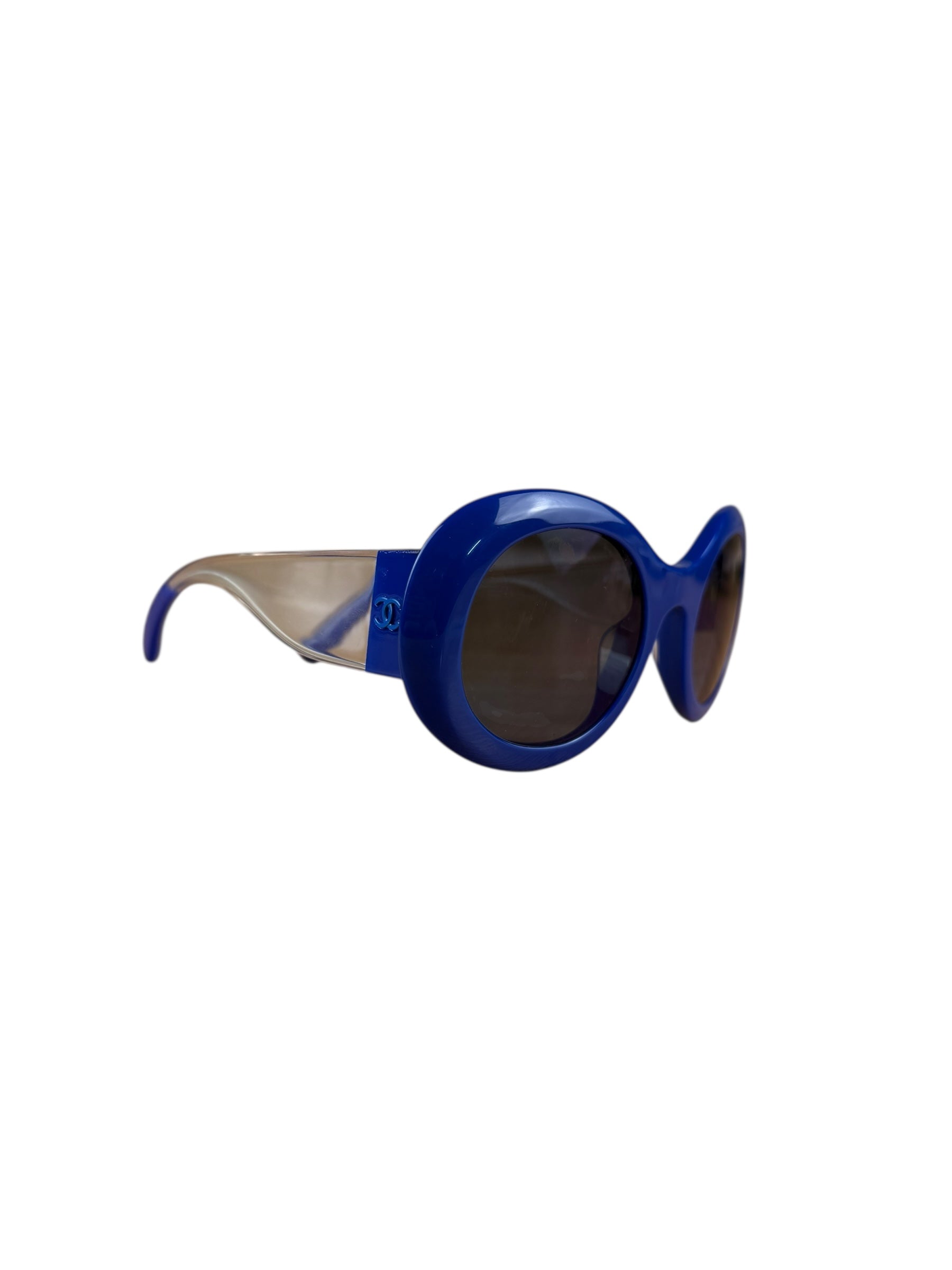 Chanel Vintage Blue Round Frame Sunglasses