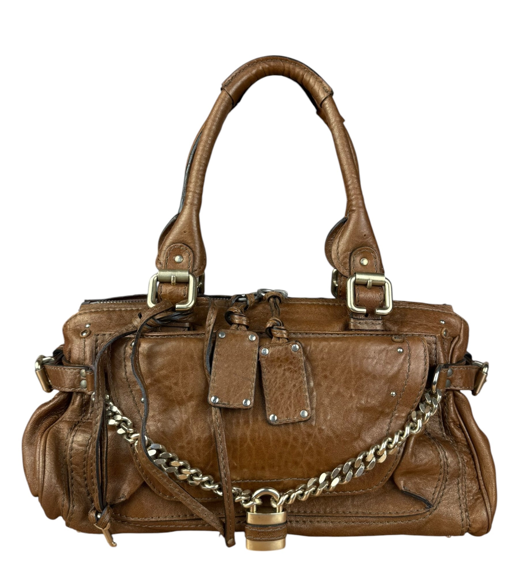Chloe Vintage Brown Paddington Leather Handbag