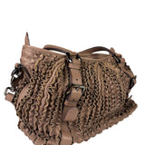 Burberry Purple Leather Ruffled Lowery Bag