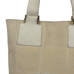 Chanel Vintage Beige Canvas Quilted Chocolate Bar Tote 2003