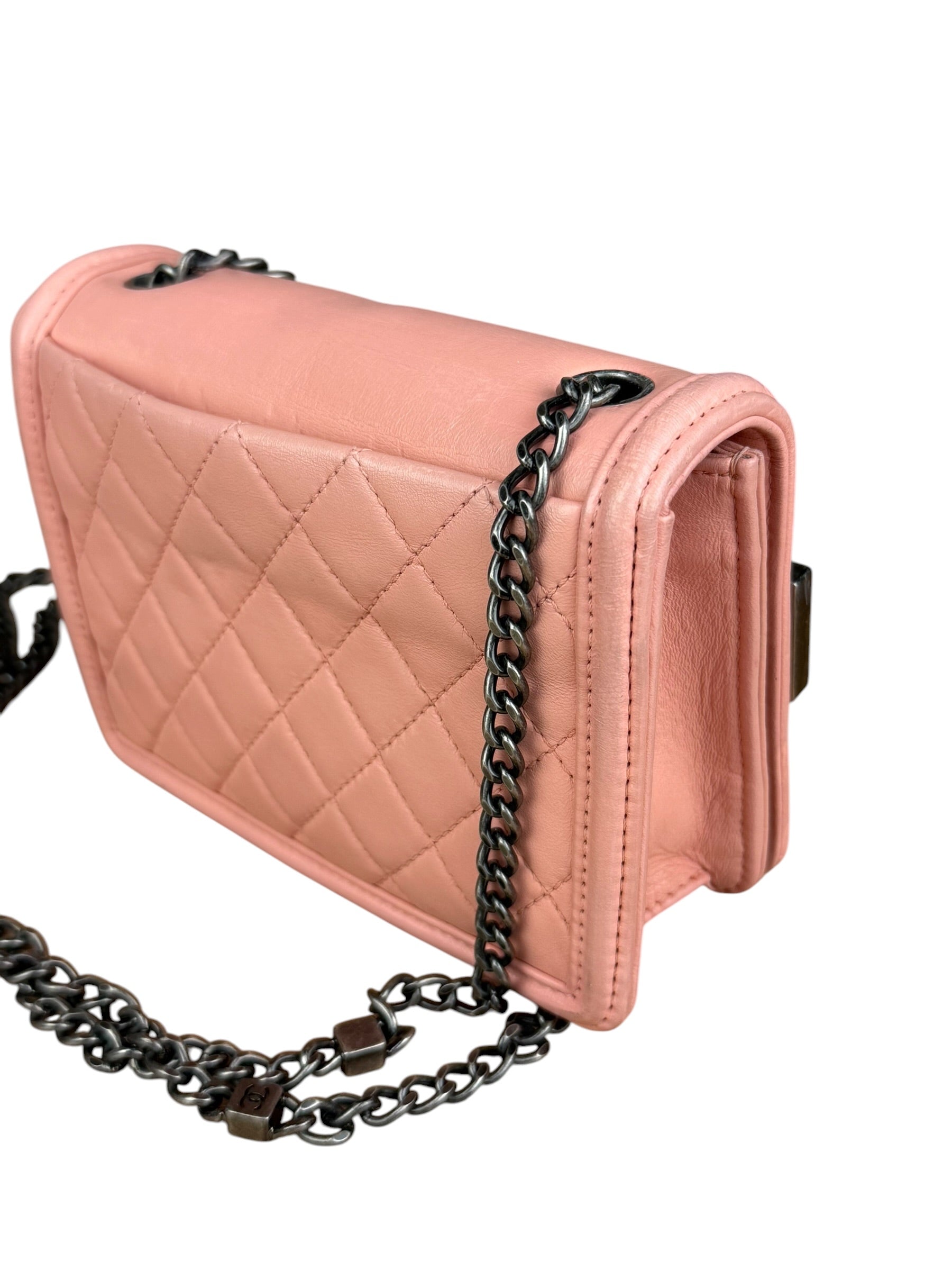 Chanel Pink Mini Boy Brick Chain Flap Bag 2013