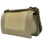Chanel Beige Leather Boy Stingray Flap Bag 2013
