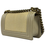 Chanel Beige Leather Boy Stingray Flap Bag 2013
