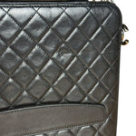 Chanel Black Quilted Caviar Leather Tablet Clutch Case