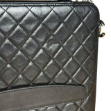 Chanel Black Quilted Caviar Leather Tablet Clutch Case