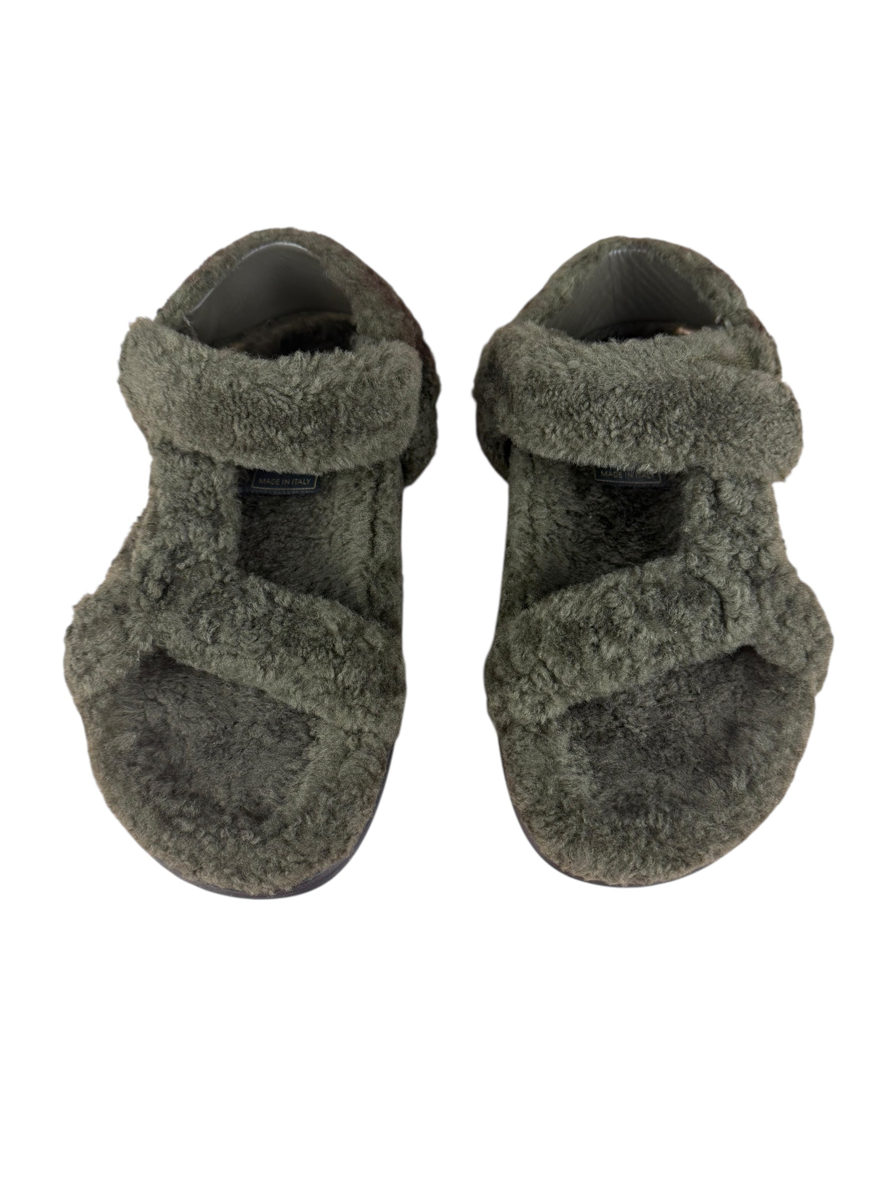 Fendi Green Shearling Sandals