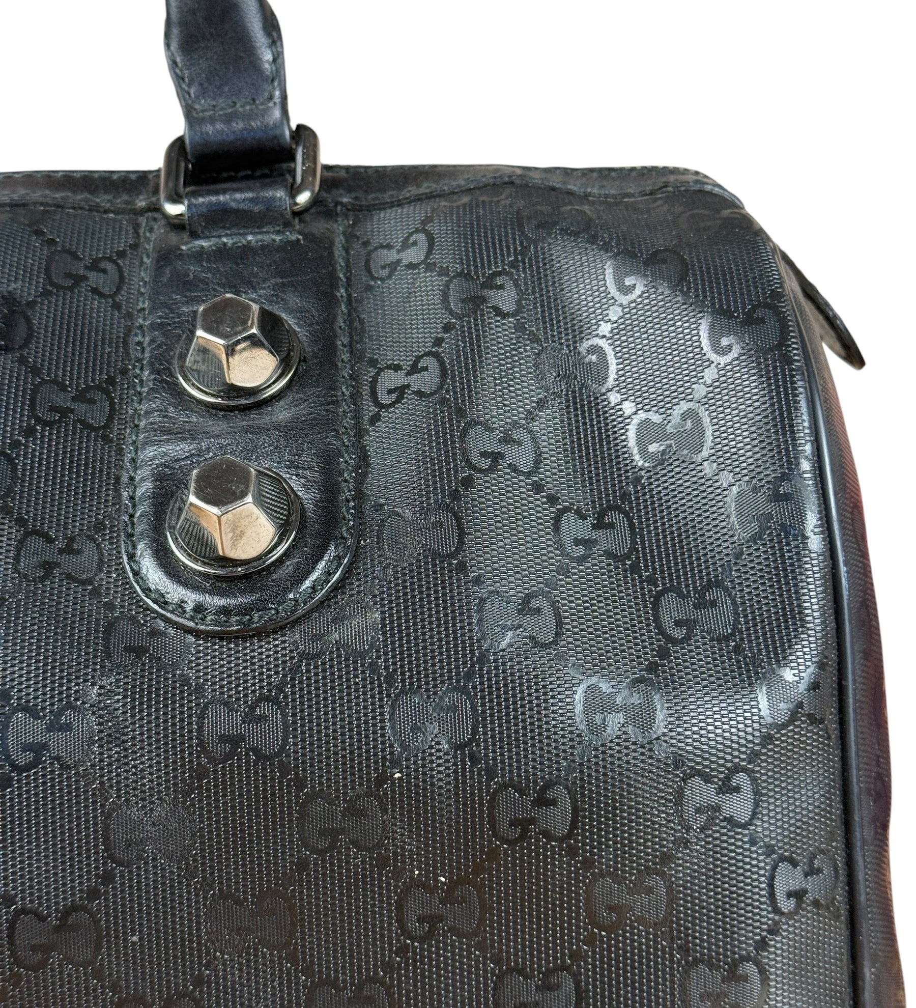 Gucci GG Black Leather Joy Boston Imprime Hand Bag