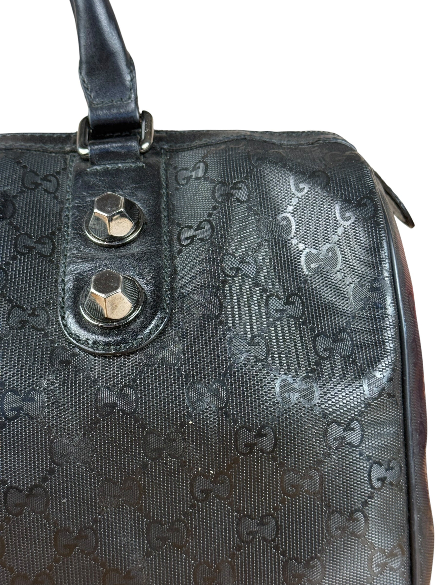 Gucci GG Black Leather Joy Boston Imprime Hand Bag