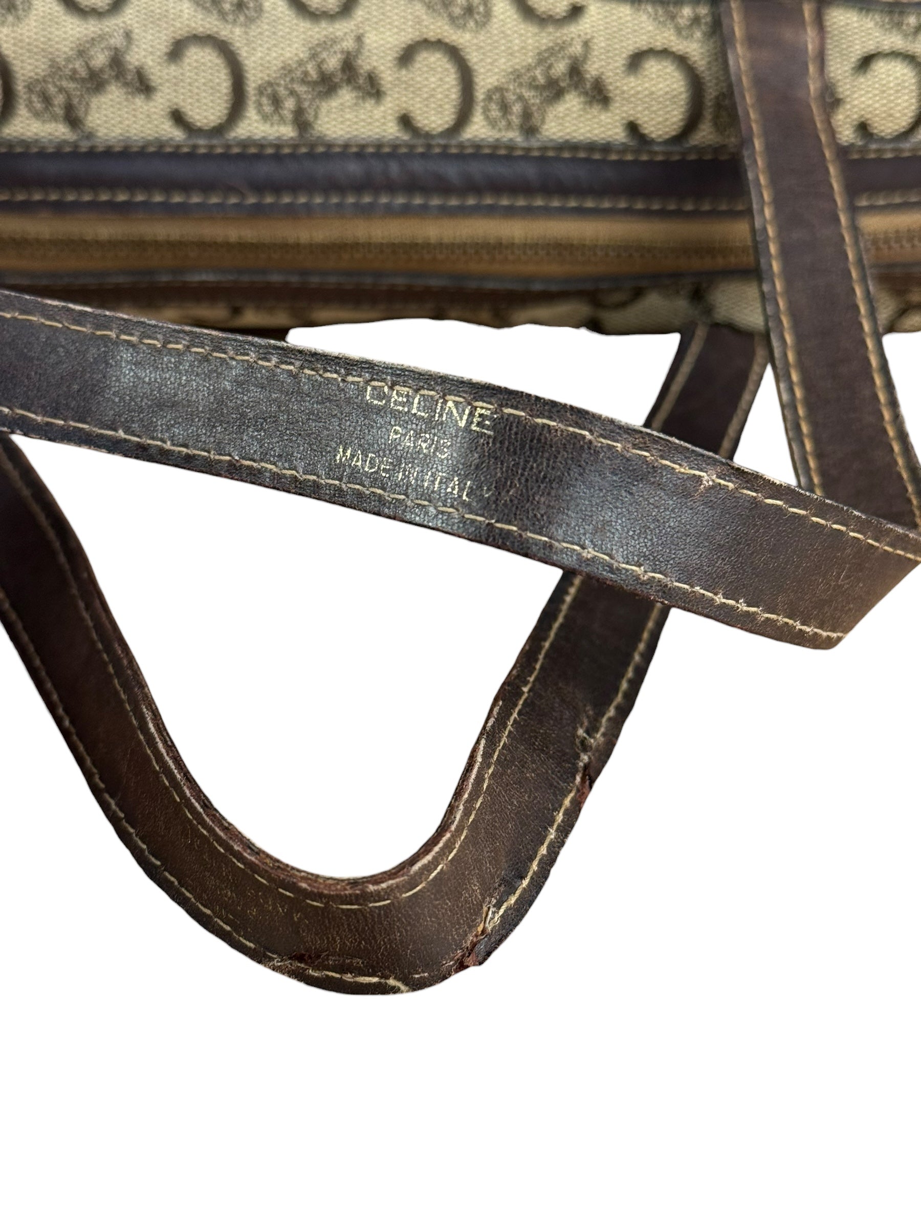 Celine Vintage Macadam Canvas Barrel Bag