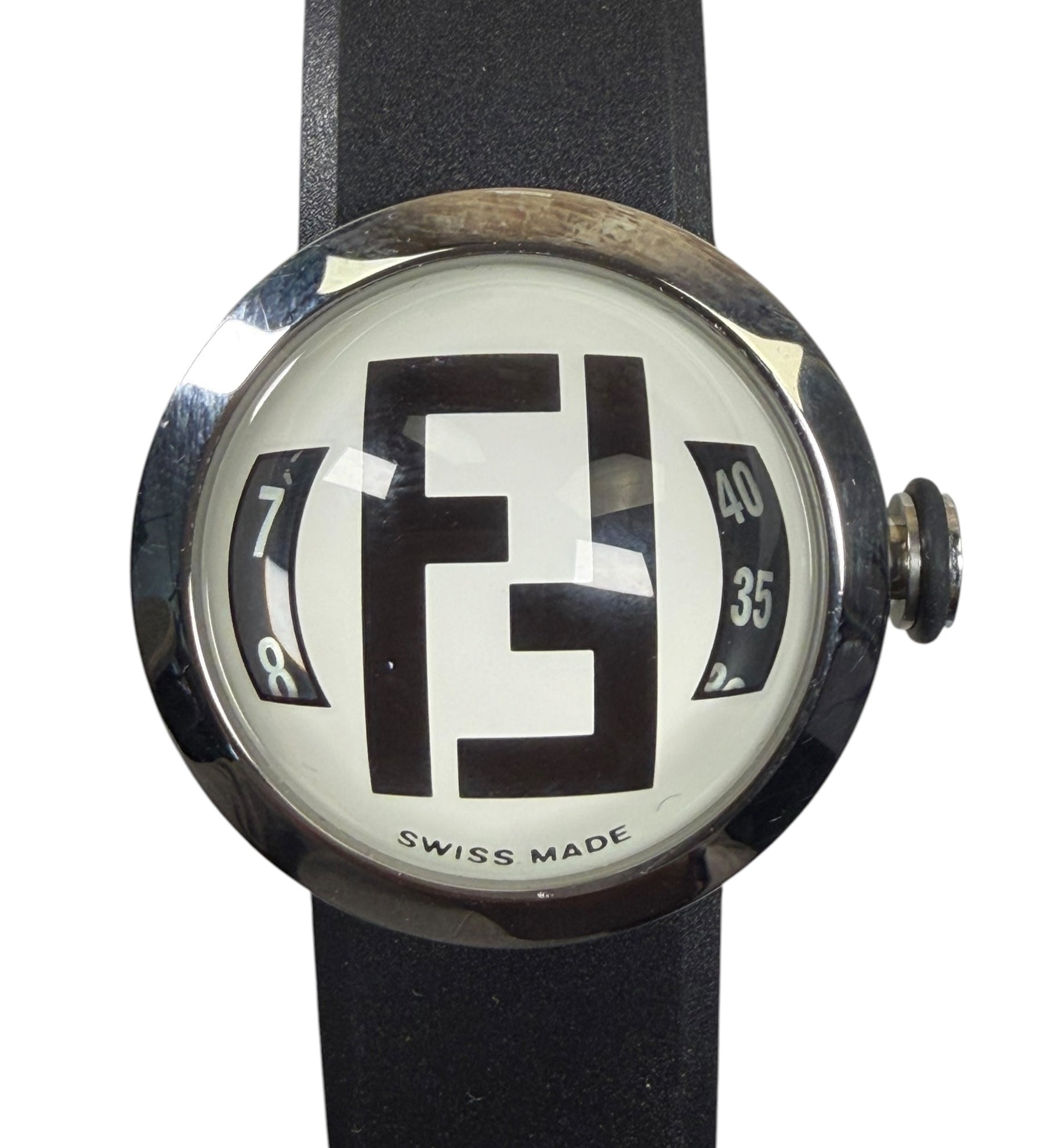 Fendi 8010L White Small Bubble Face Rubber Strap