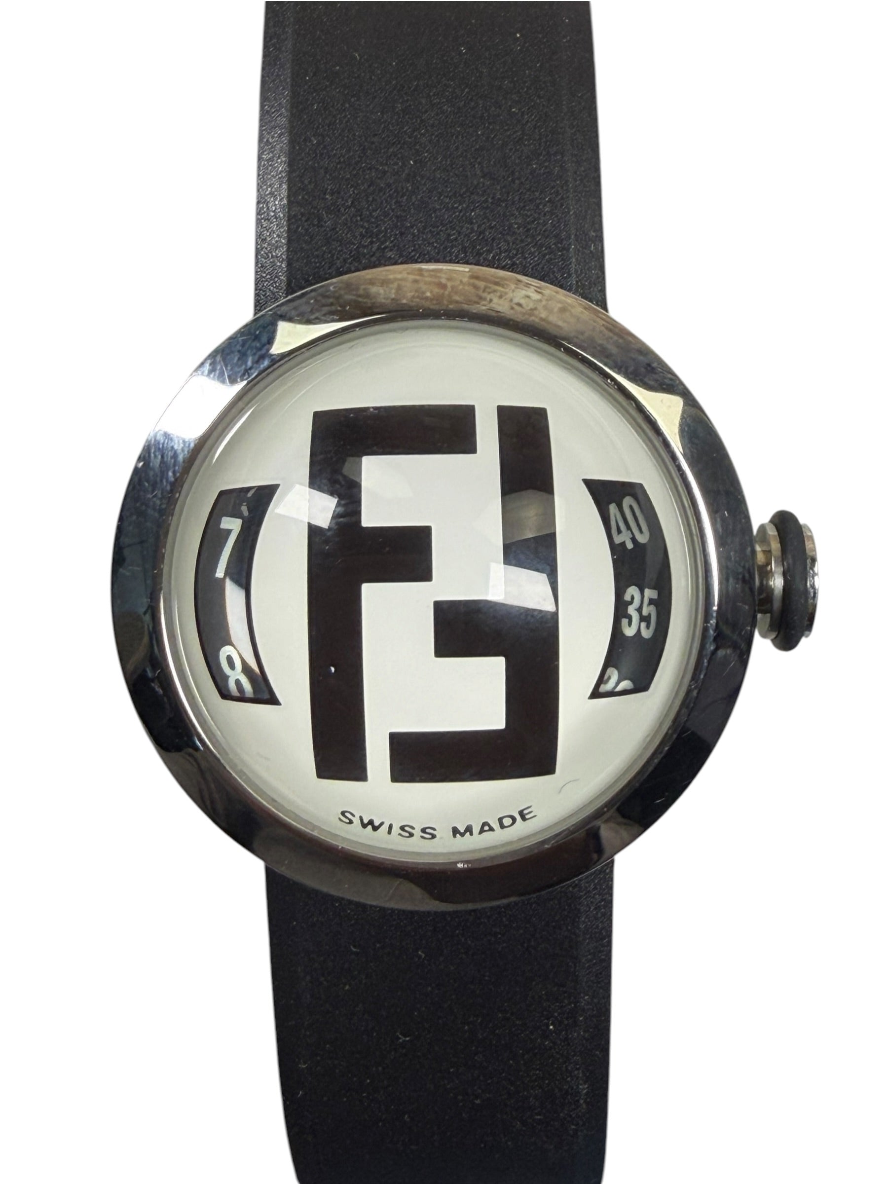 Fendi 8010L White Small Bubble Face Rubber Strap