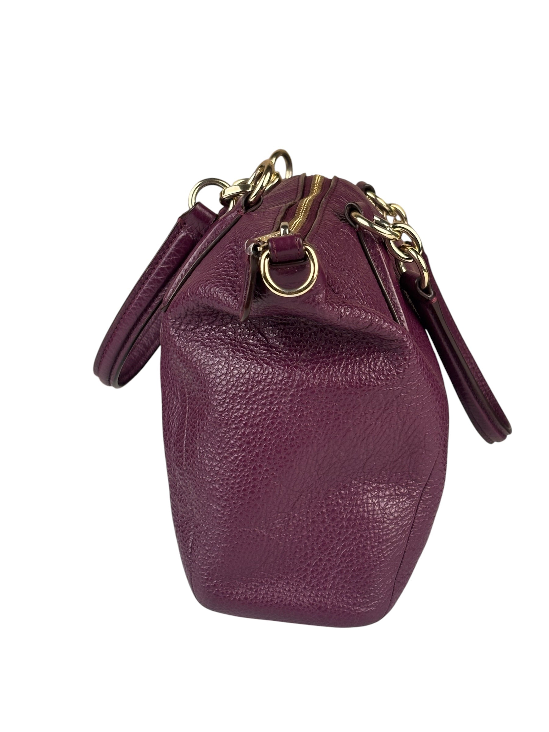 Coach Purple Pebbled Leather Small Kelsey Satchel Two-Way Bag