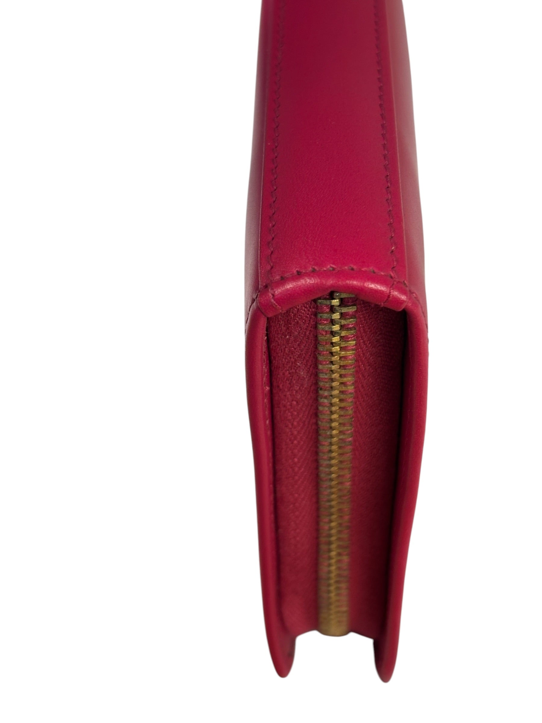 Yves Saint Laurent Bright Pink Leather Zip-Around Long Wallet