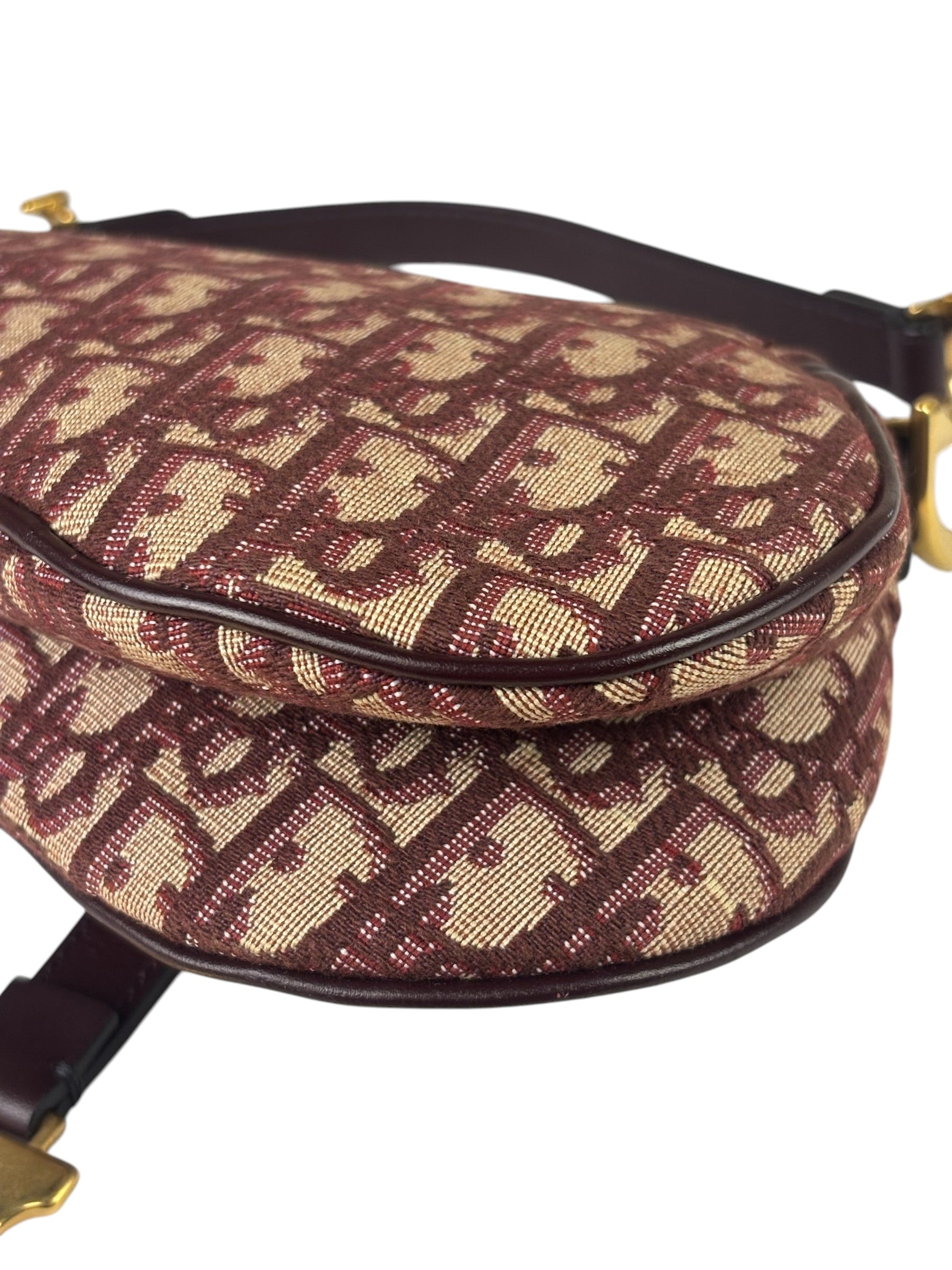 Christian Dior Burgundy Trotter Mini Saddle Bag