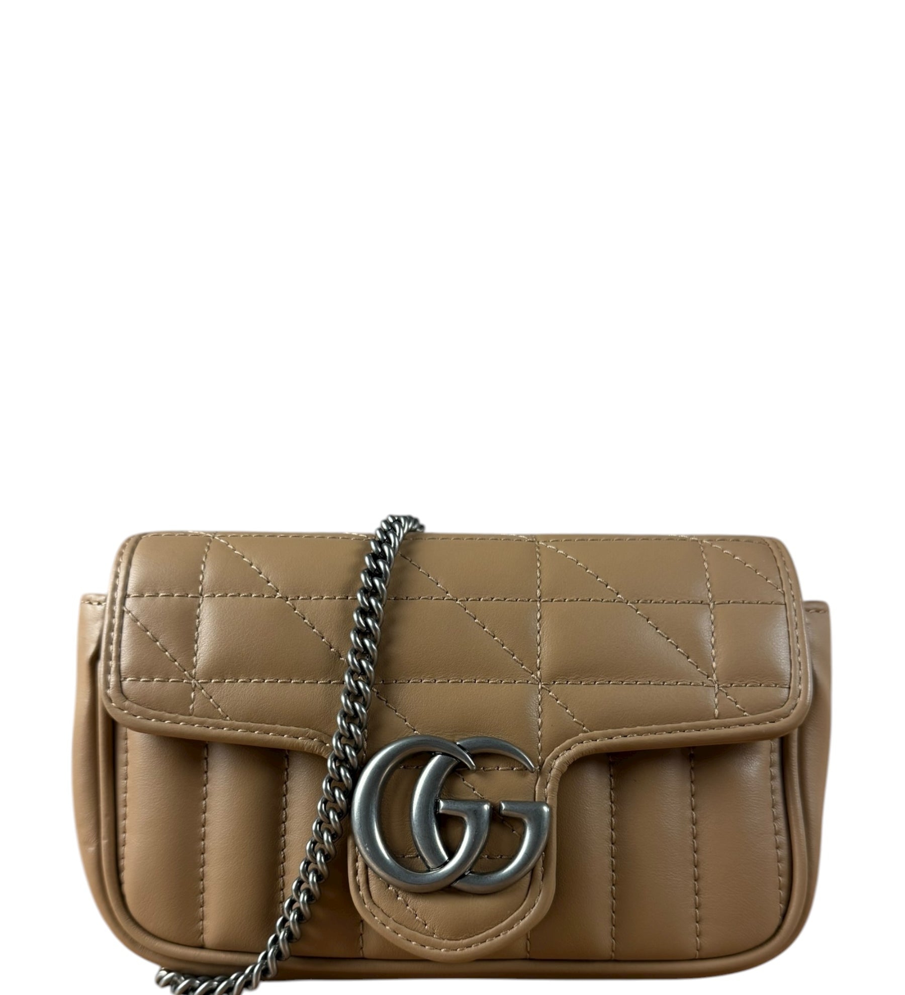 Gucci GG Marmont Matelasse Leather Mini Crossbody Bag Beige