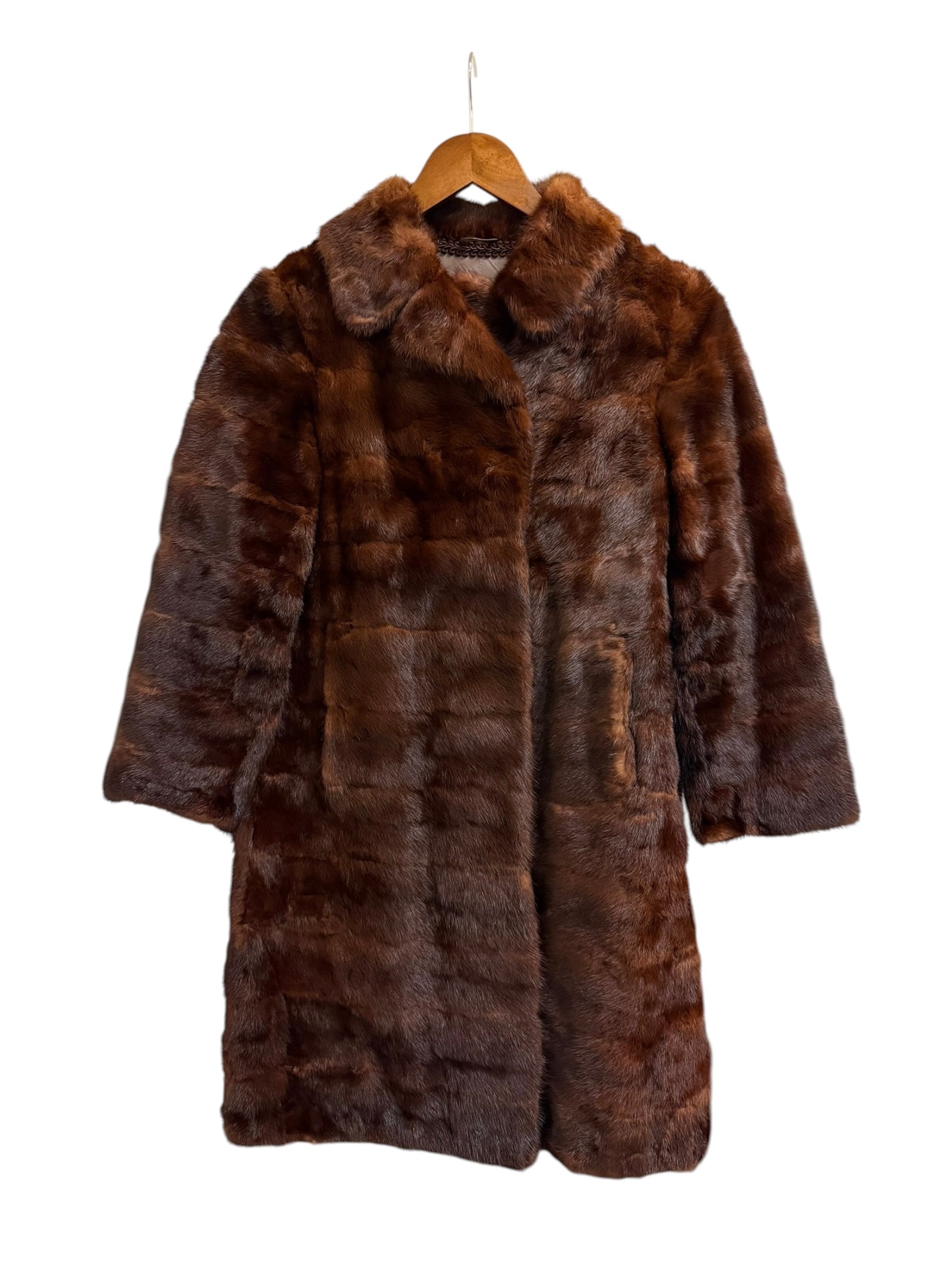 Vintage Chocolate Brown Mid Length Fur Coat
