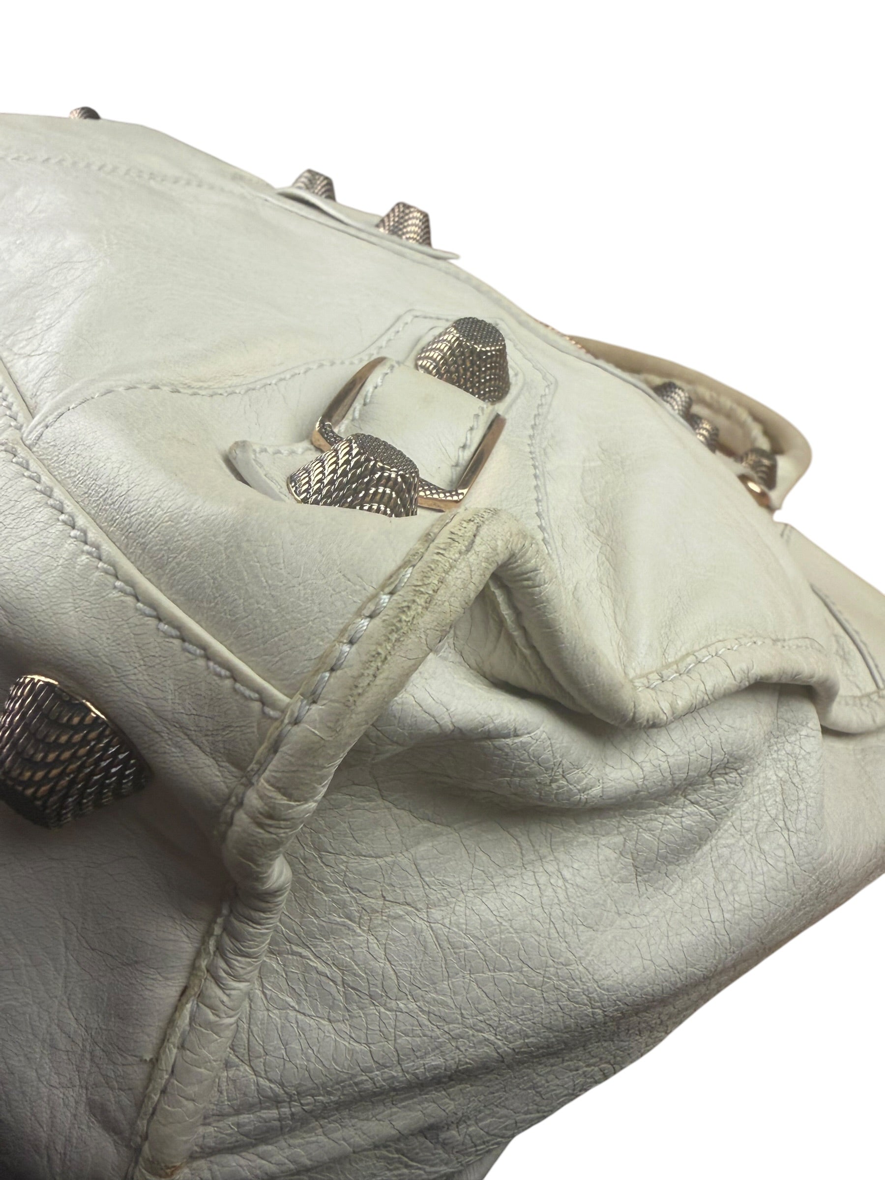 Balenciaga White Leather Giant 21 City Shoulder Bag