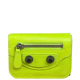 Balenciaga Fluo Neon Yellow Leather Cash Trifold Mini Wallet