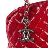 Chanel Red Patent Quilted Leather Large Just Mademoiselle Bowling Bag