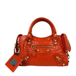Balenciaga Red Leather Mini City Bag