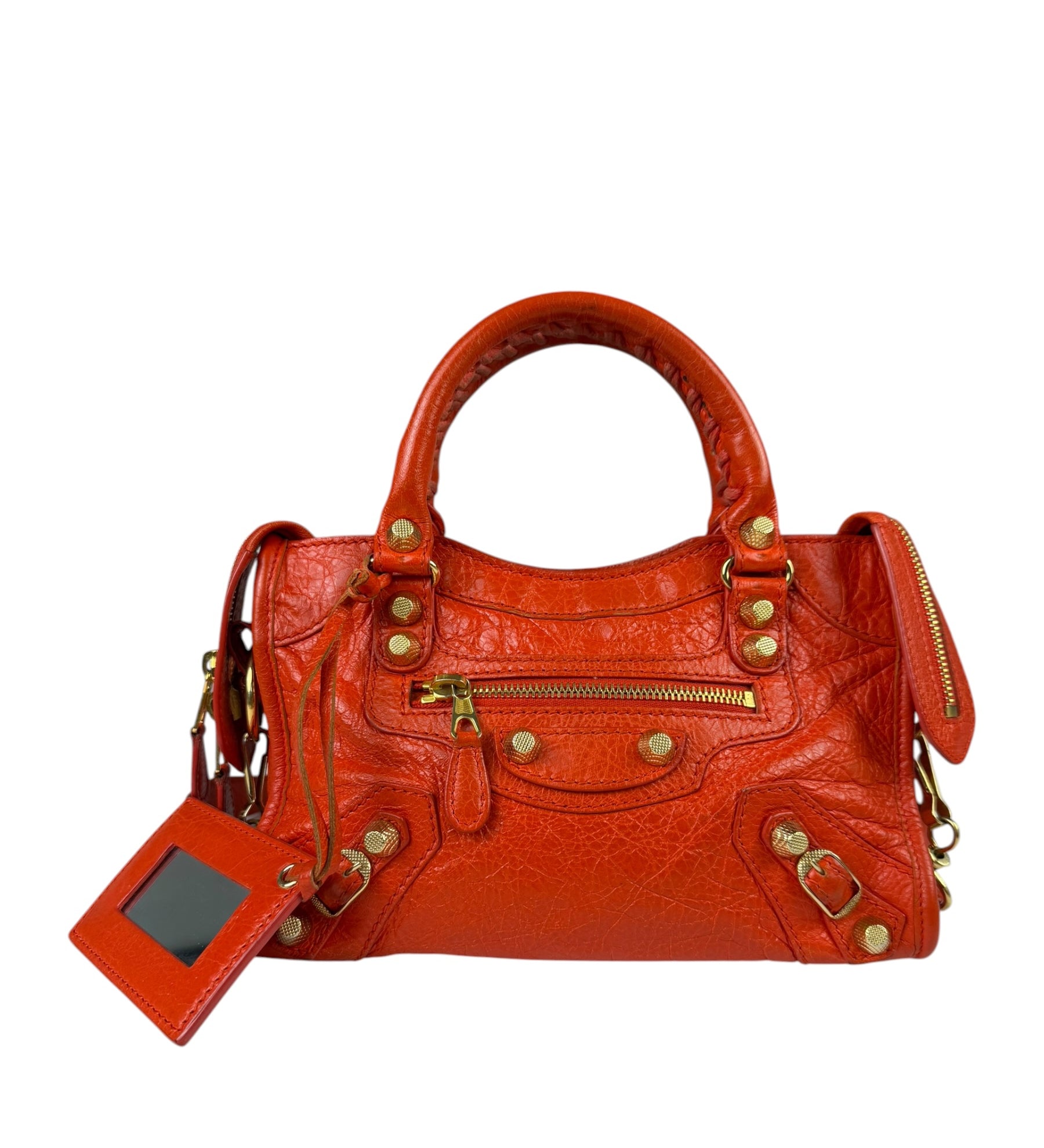Balenciaga Red Leather Mini City Bag