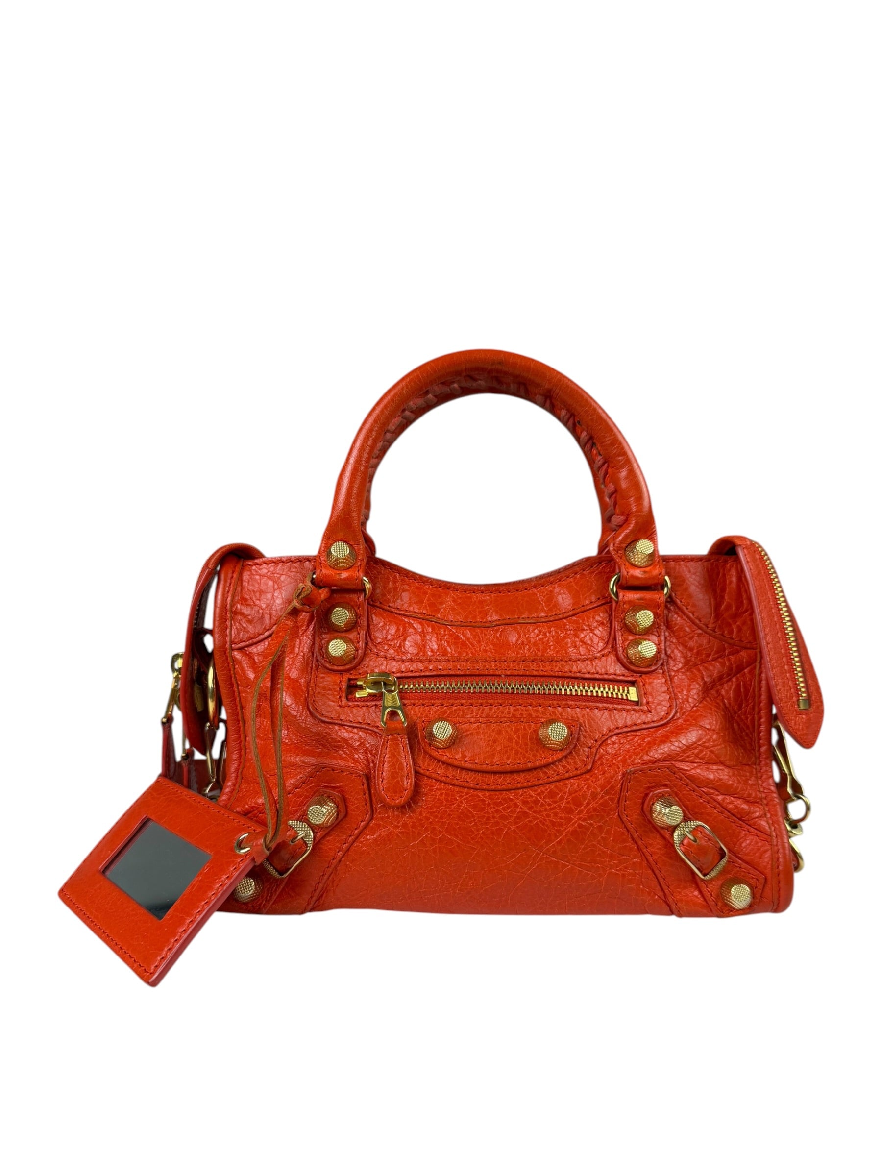 Balenciaga Red Leather Mini City Bag