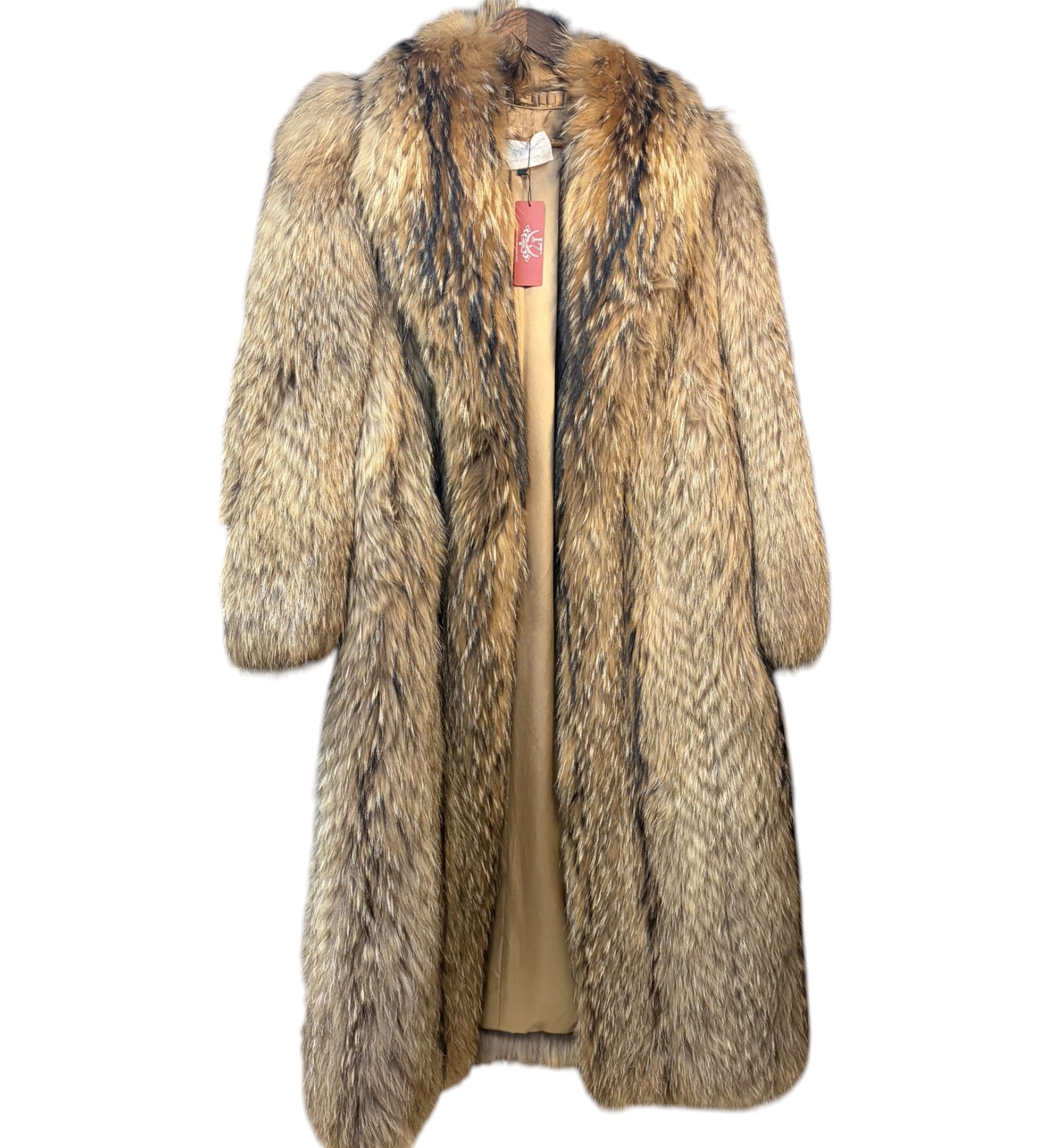 Vintage Brown Raccoon Full Length Fur Coat