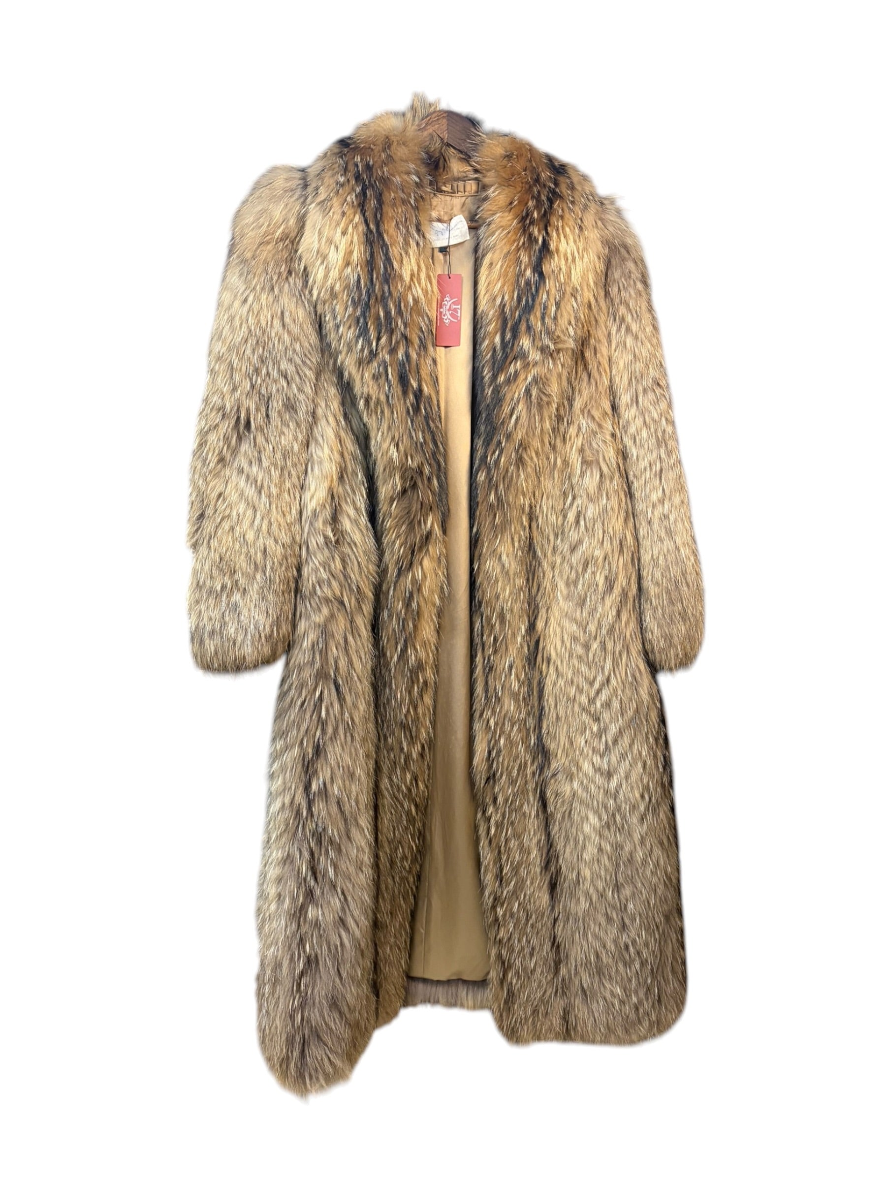 Vintage Brown Raccoon Full Length Fur Coat