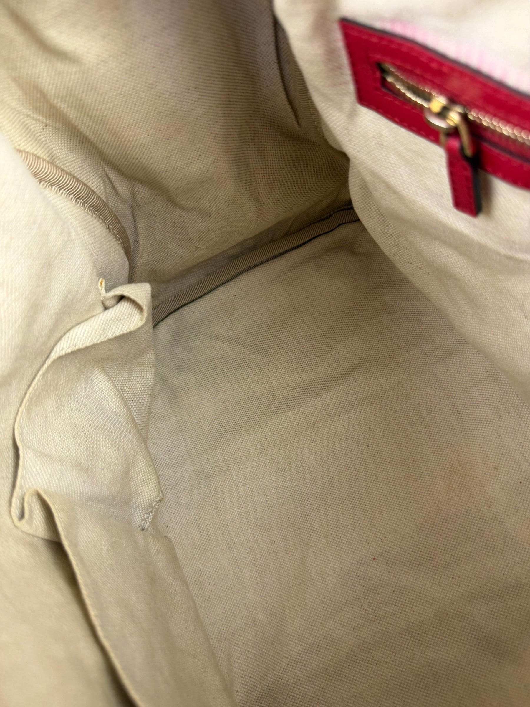 Gucci Beige/Red Leather GG Joy Boston Two-Way Bag