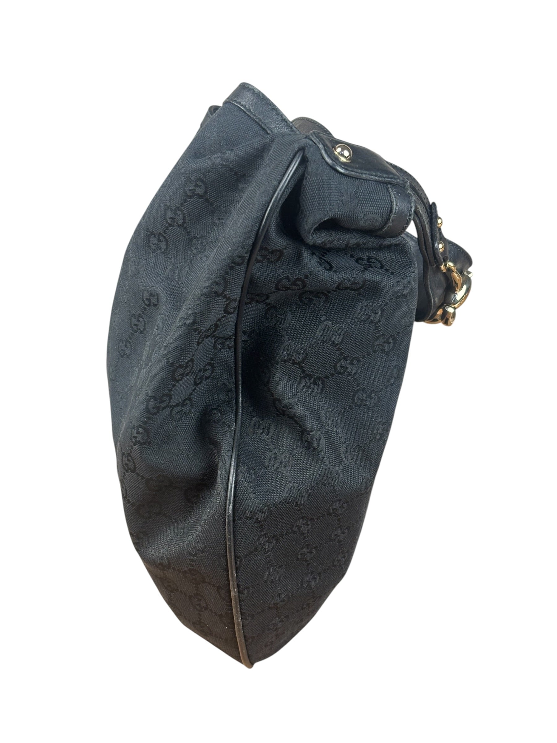 Gucci GG Black Hobo Horsebit Shoulder Bag