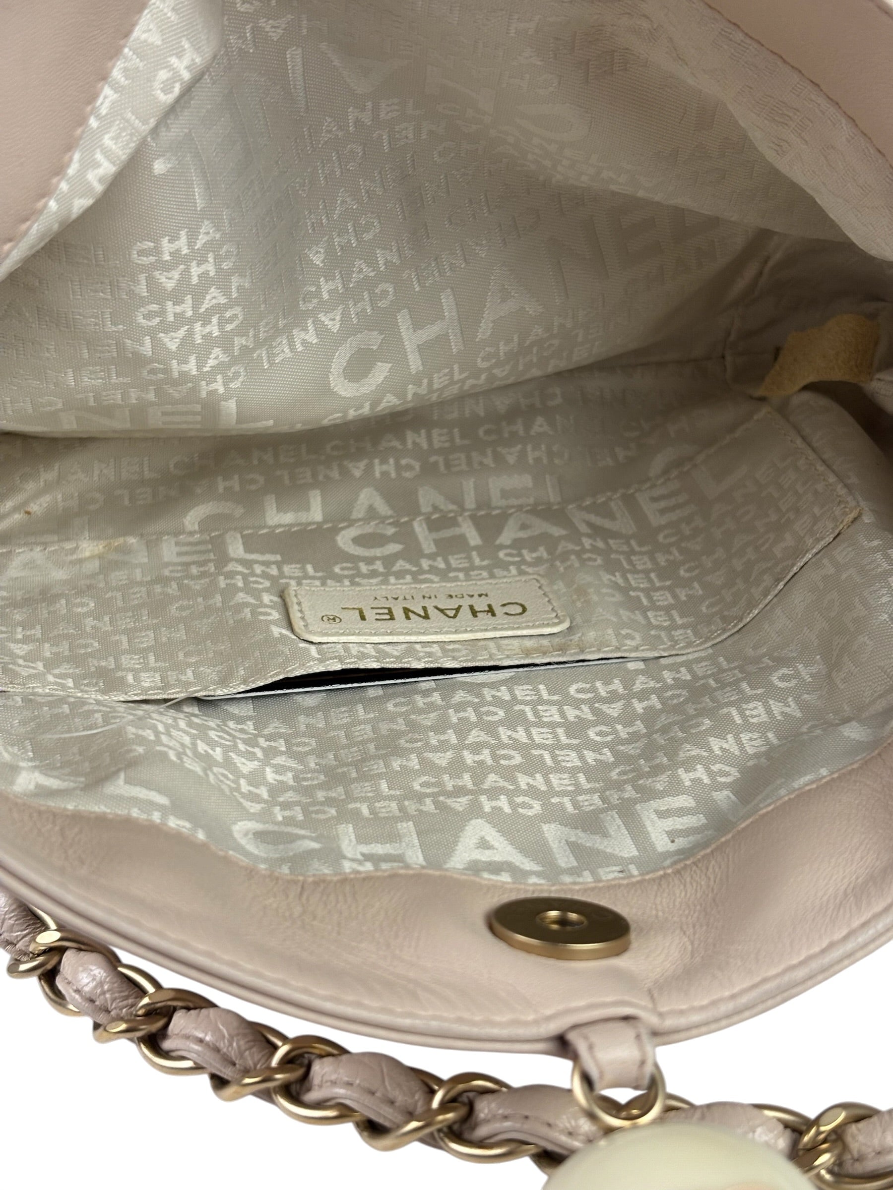 Chanel Cream Leather Cue Ball Foldover Shoulder Bag 2003