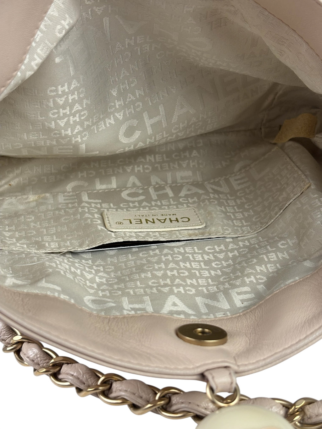 Chanel Cream Leather Cue Ball Foldover Shoulder Bag 2003