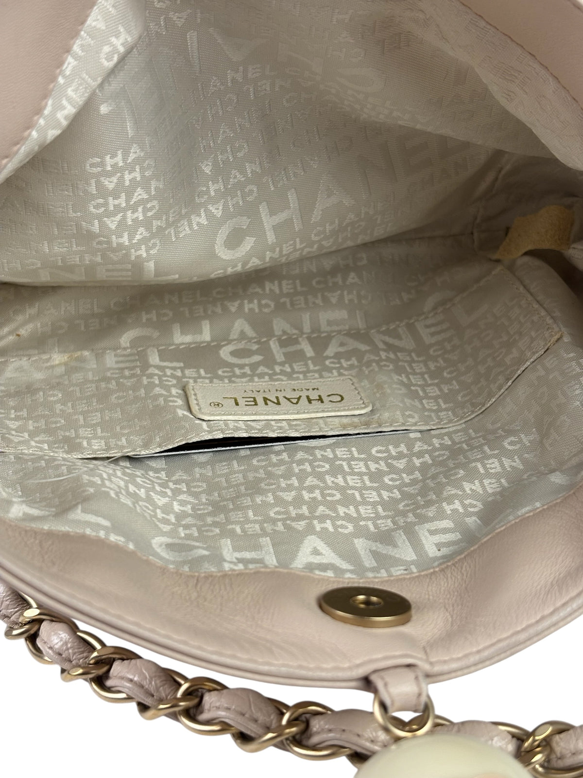 Chanel Cream Leather Cue Ball Foldover Shoulder Bag 2003