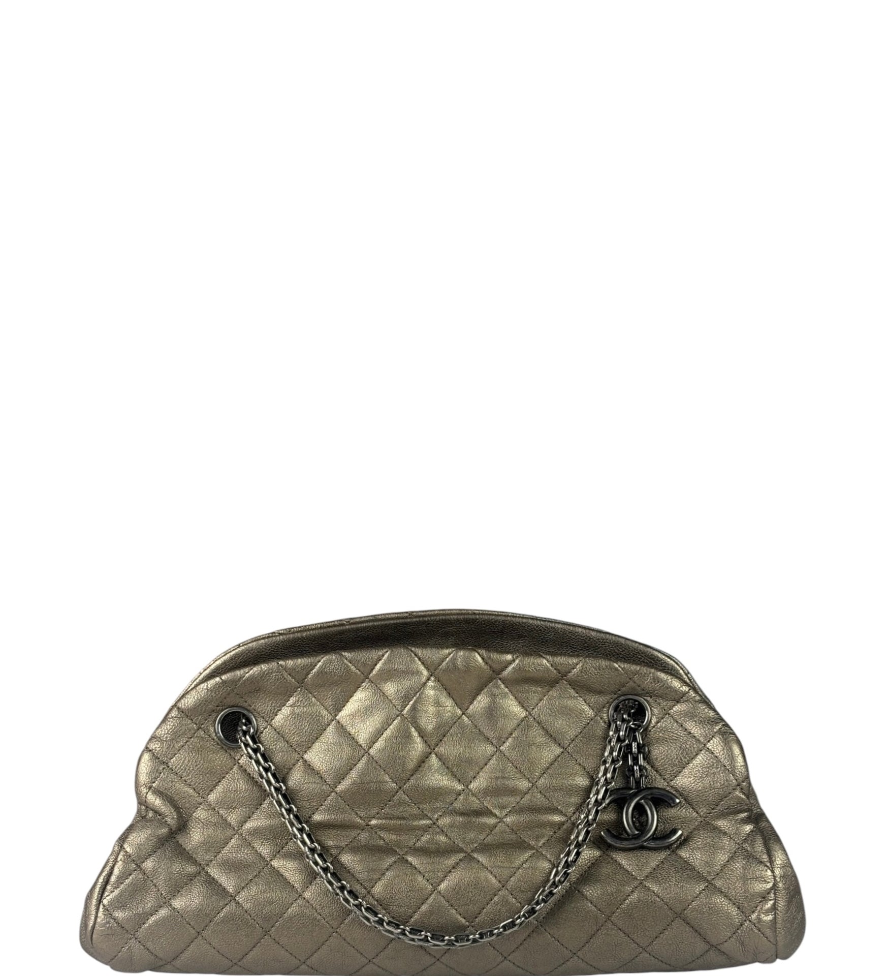 Chanel Metallic Gold Quilted Caviar Just Mademoiselle Bowling Bag 2010