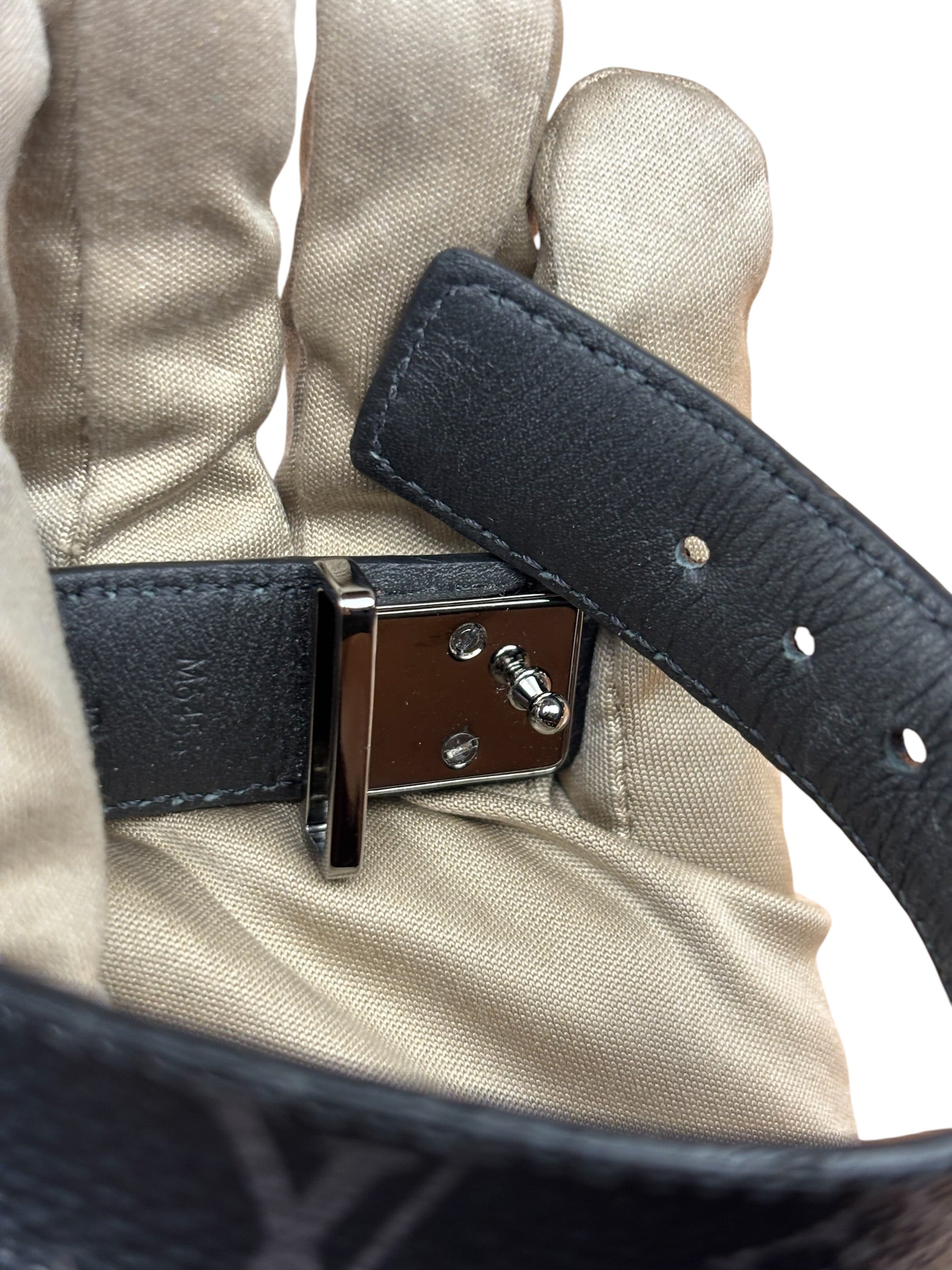 Louis Vuitton Black Leather Canvas Monogram Eclipse Slim Bracelet