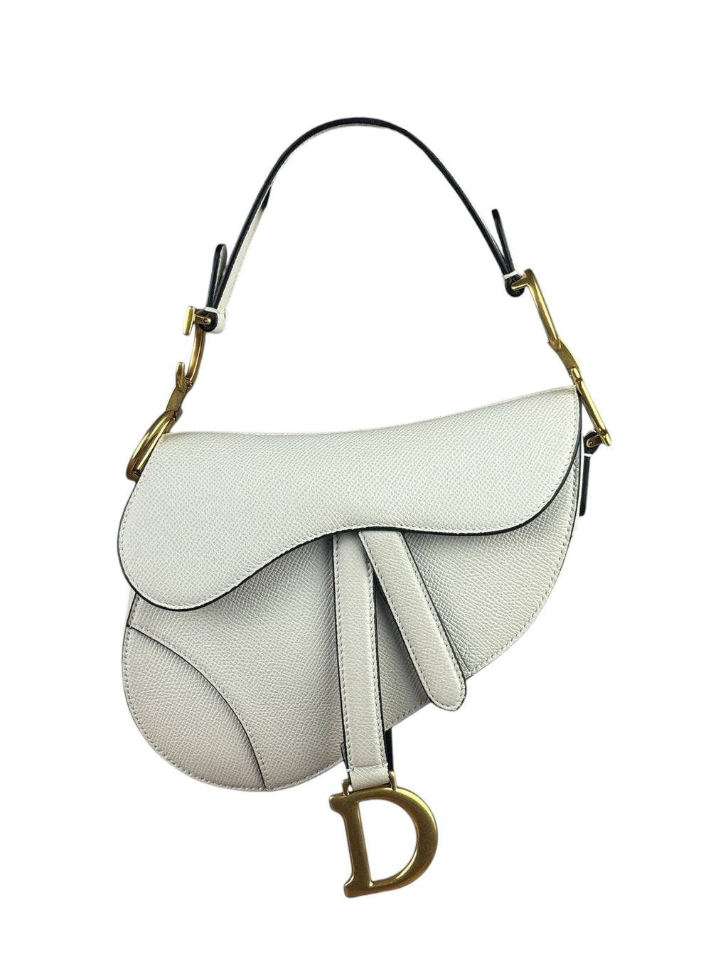 Christian Dior White Leather Saddle Handbag