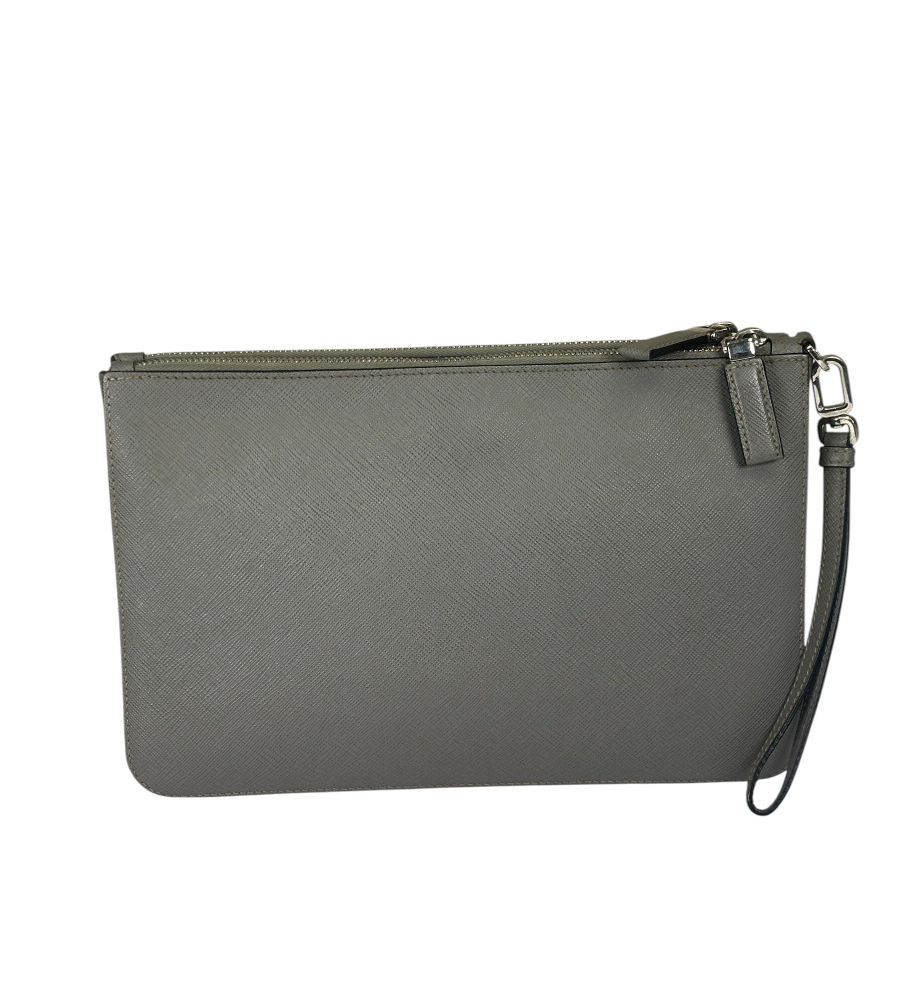 Prada Grey Saffiano Leather Pouch