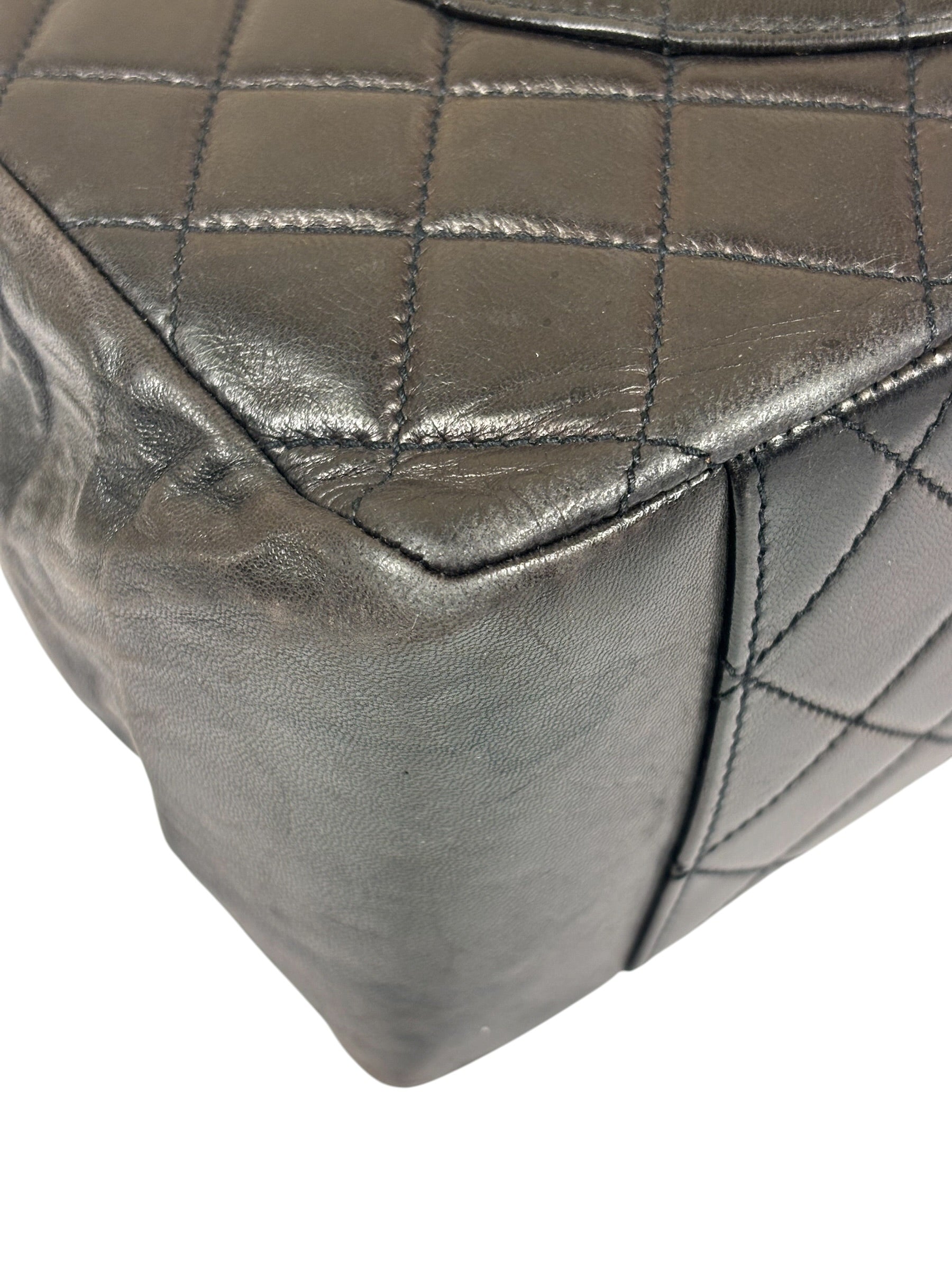 Chanel Black Quilted Lambskin CC Timeless Shopping Tote Late 90s