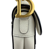 Christian Dior White Leather Saddle Hand Bag