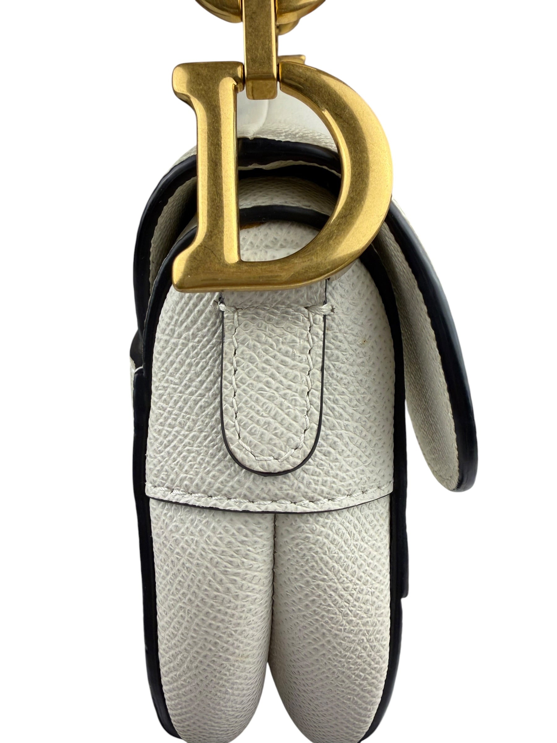 Christian Dior White Leather Saddle Hand Bag