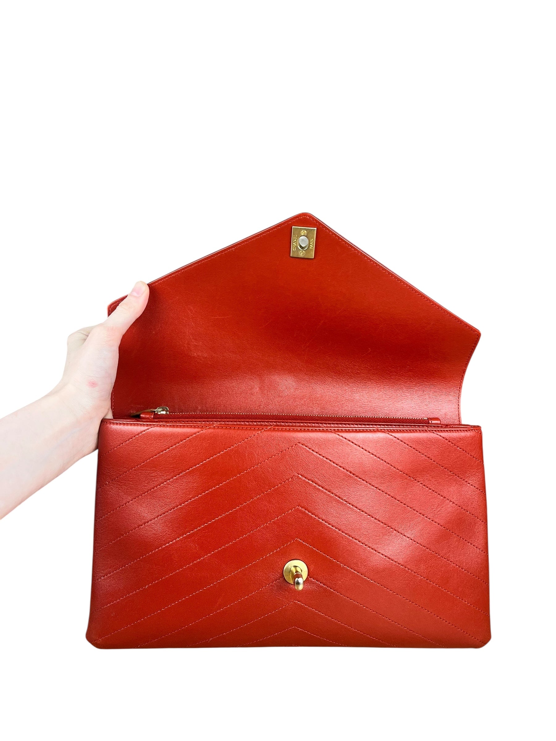 Chanel Chevron Quilted Envelope Clutch