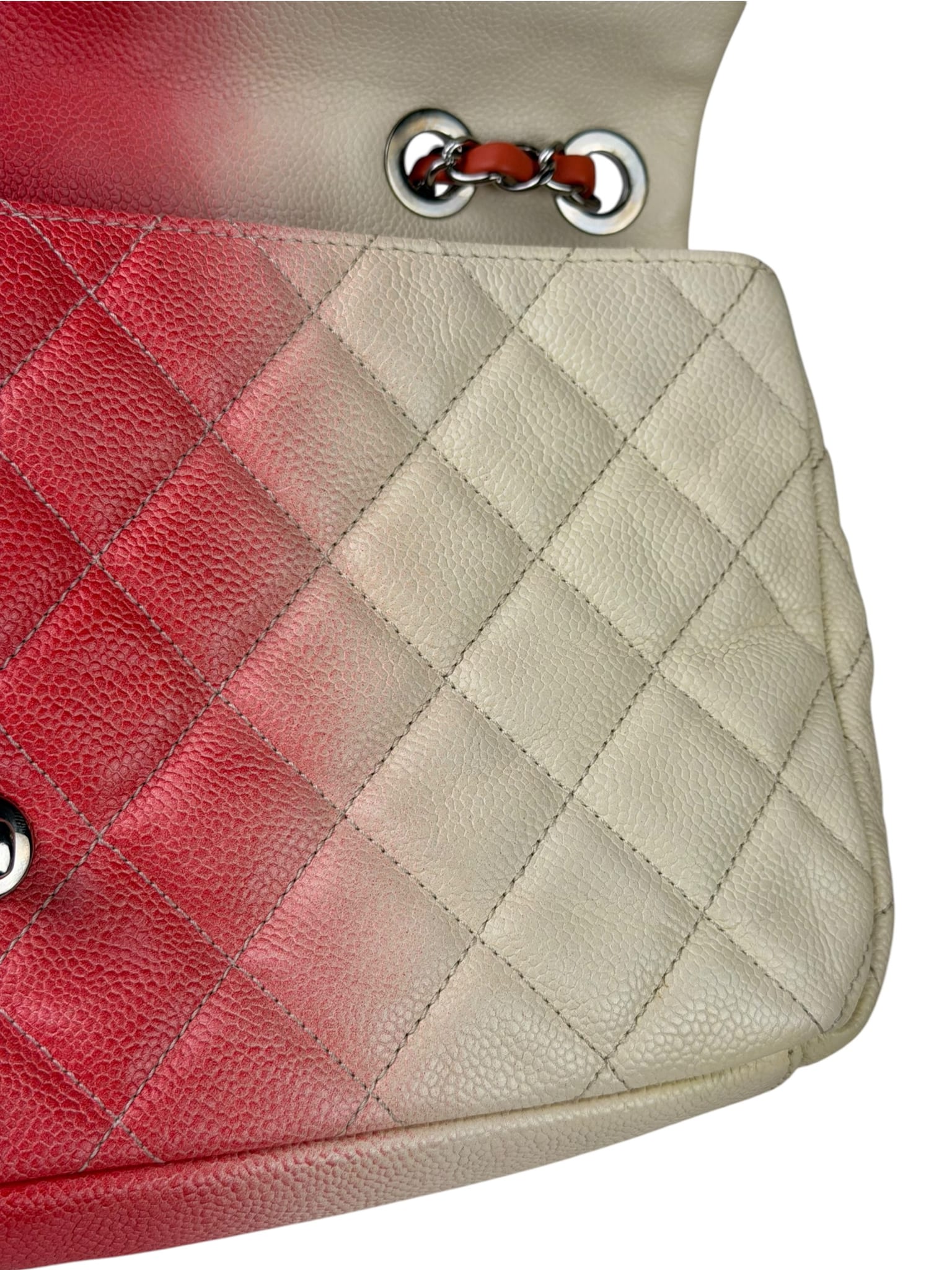 Chanel Quilted Caviar Ivory/Pink Ombre Jumbo Flap 2013