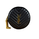 Saint Laurent Round Vinyle Quilted Shoulder Bag Black