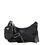 Prada Black Nylon Leather Trim Re-Edition 2005 Two-Way Bag