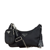 Prada Black Nylon Leather Trim Re-Edition 2005 Two-Way Bag